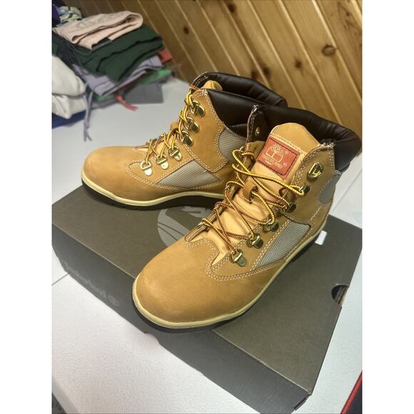 Size 5 M - Timberland Kid's 6" Inch Field Boot Wheat Youth - Picture 3 of 8